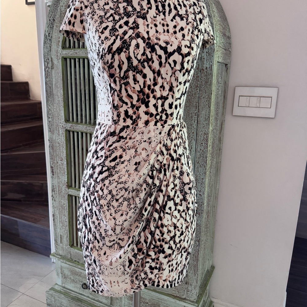 bebe Black and White Animal Print Mini Dress